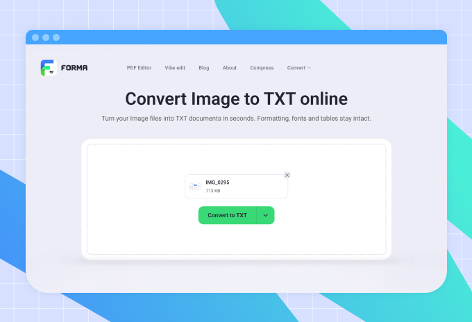 convert image into text with forma
